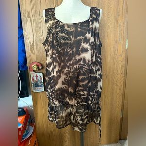 Apt. 9 animal print long tunic tank with cinch size XL